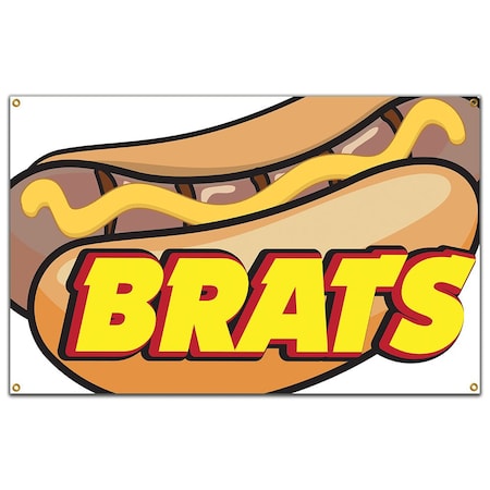 Brats Banner Concession Stand Food Truck Single Sided
